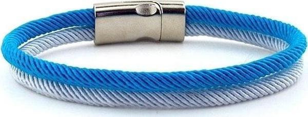 MAVİ GRİ İKİ SIRALI METAL MIKNATIS ERKEK BİLEKLİK M014Y - Image 1