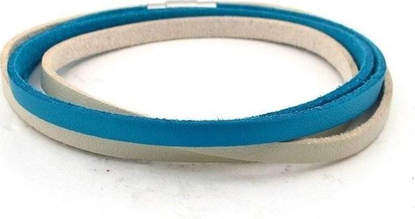 MAVİ KREM ÇİFT SIRA ORJİNAL DERİ SARMA ERKEK BİLEKLİK BT639 - Image 1