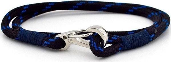 SİYAH LACİVERT PARACORD METAL KANCA İKİ SIRA ERKEK BİLEKLİK M011J - Image 1