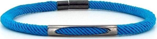 MAVİ ÖRGÜ İPLİ ANTRASİT METAL MIKNATISLI ERKEK BİLEKLİK M028J - Image 1