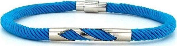 MAVİ ÖRGÜ İPLİ METAL ÇENTİK MIKNATISLI ERKEK BİLEKLİK M027H - Image 1