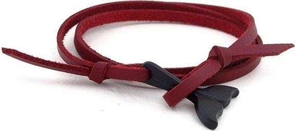 SİYAH METAL BALİNA KUYRUK BORDO DERİ ERKEK BİLEKLİK BT575 - Image 1
