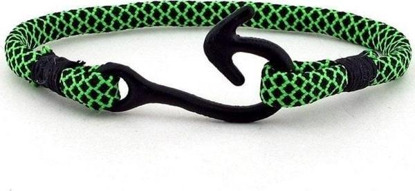 SİYAH METAL KANCA YEŞİL PARACORD BİLEKLİK BT159 - Image 1
