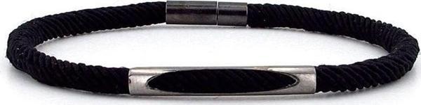 SİYAH ÖRGÜ İPLİ ANTRASİT METAL MIKNATISLI ERKEK BİLEKLİK M028A - Image 1