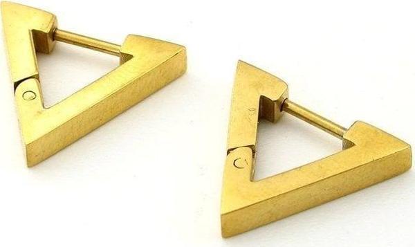 ÜÇGEN ŞEKLİNDE PASLANMAZ SARI ÇELİK ERKEK KÜPE E811 - Image 1