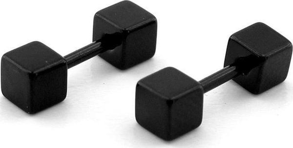 Siyah Renkli Küp Tasarım Vidalı Bar Piercing Kadın Erkek Küpe ER049 - Image 1