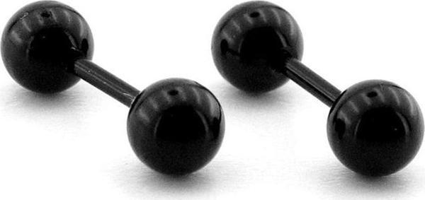 Siyah Renkli Top Uçlu Vidalı Bar Piercing Kadın Erkek Küpe ER047 - Image 1