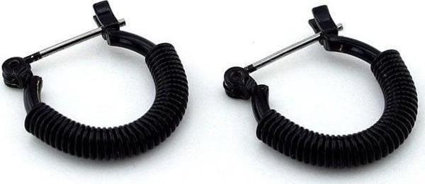 YAY ŞEKİLLİ SİYAH ÇELİK UNİSEX ERKEK KADIN HALKA KÜPE E953 - Image 1