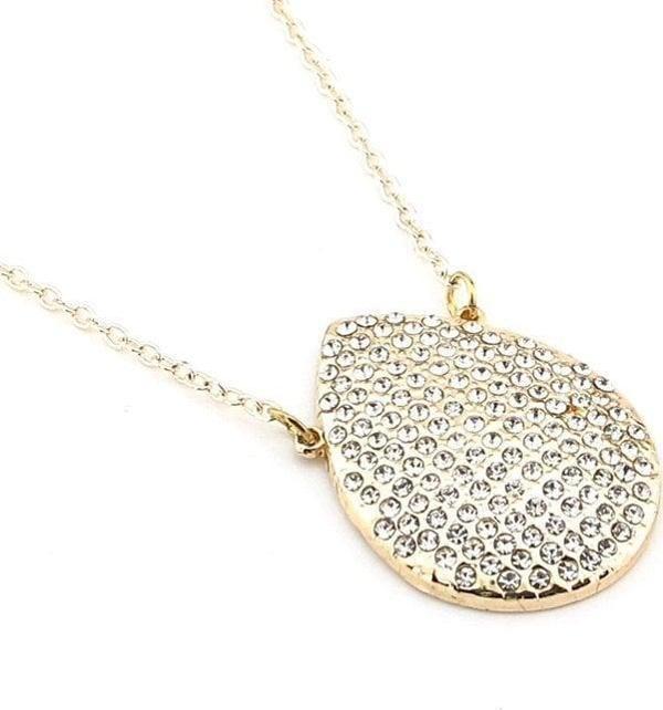 BEYAZ ZİRKON TAŞLI YAĞMUR DAMLASI MODEL KADIN KOLYE Q0317 - Image 1