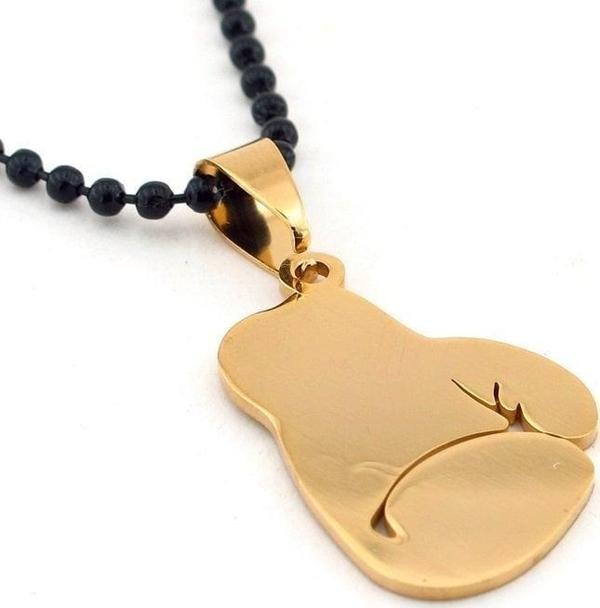 BOKS ELDİVENİ SPOR SARI RENK PASLANMAZ ÇELİK ERKEK KOLYE Q0023 - Image 1