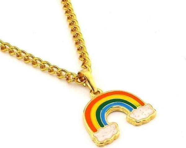 GÖKKUŞAĞI RAİNBOW BULUT PİRİNÇ ZİNCİR KADIN KOLYE Q0412 - Image 1