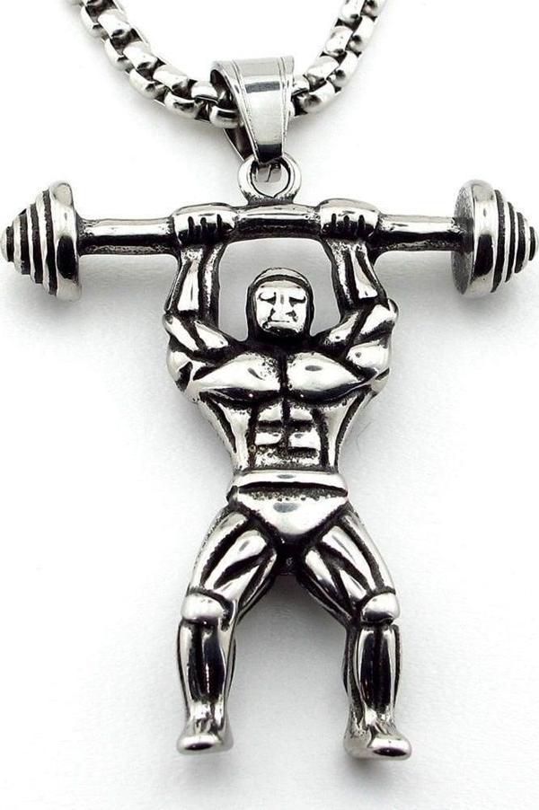 Halter Body Building Fitness Spor Çelik Erkek Kolye Zincir Q0724 - Image 1