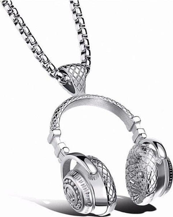 HEADPHONE KULAKLIK ŞEKLİNDE MÜZİK ERKEK ÇELİK KOLYE ZİNCİR Q0606 - Image 1