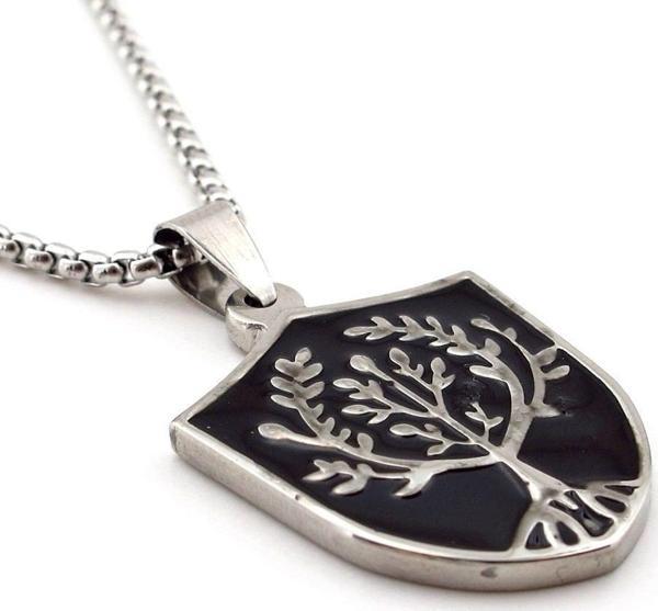 Yggdrasil İskandinav Hayat Ağacı Madalyon Çelik Erkek Kolye Q0709 - Image 1