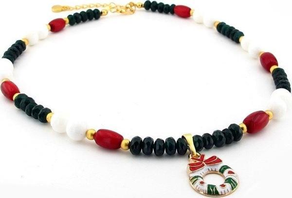 YILBAŞI ÇELENK YENİ YIL TASARIM ORJİNAL DOĞAL TAŞ KOLYE Q0465 - Image 1