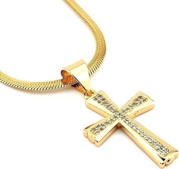 ZİRKON TAŞLI İSTAVROZ İTALYAN ÇELİK ZİNCİR KADIN KOLYE Q0529 - Image 1