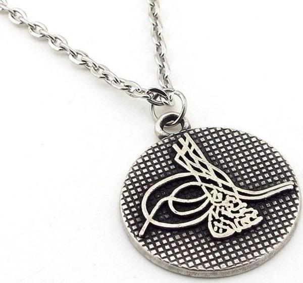 OSMANLI TUĞRASI METAL MADALYON ERKEK KOLYE Q0167 - Image 1