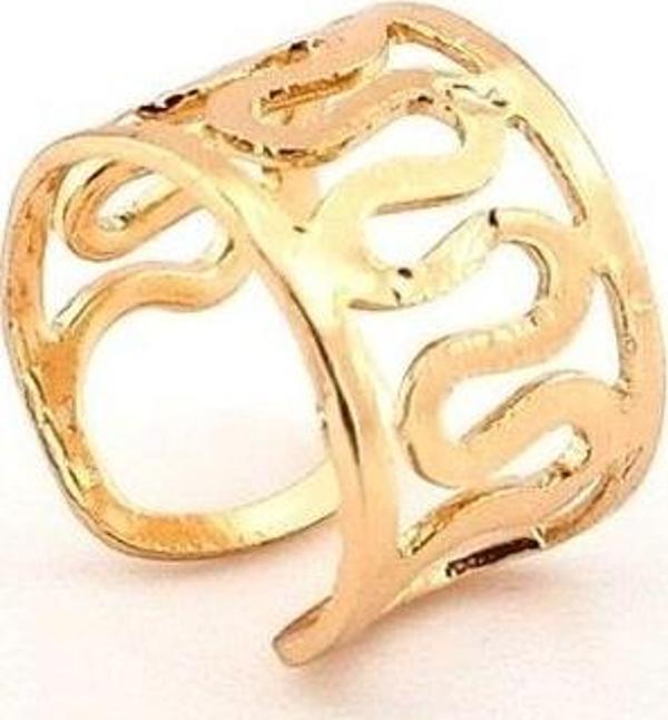 GOLD SARI RENKLİ EARCUFF KIKIRDAK KÜPE SARMAL DESENLİ  EX097 - Image 1