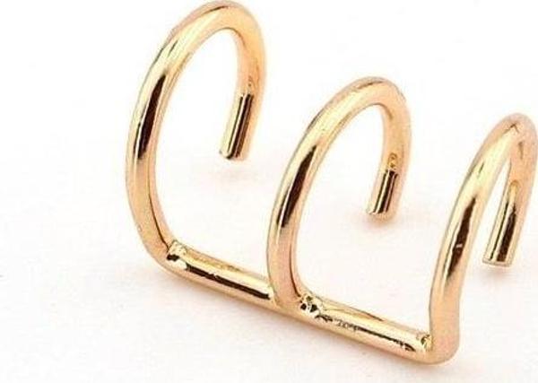 GOLD SARI RENKLİ EARCUFF KULAK KELEPÇESİ ÜÇLÜ SARMAL EX098 - Image 1