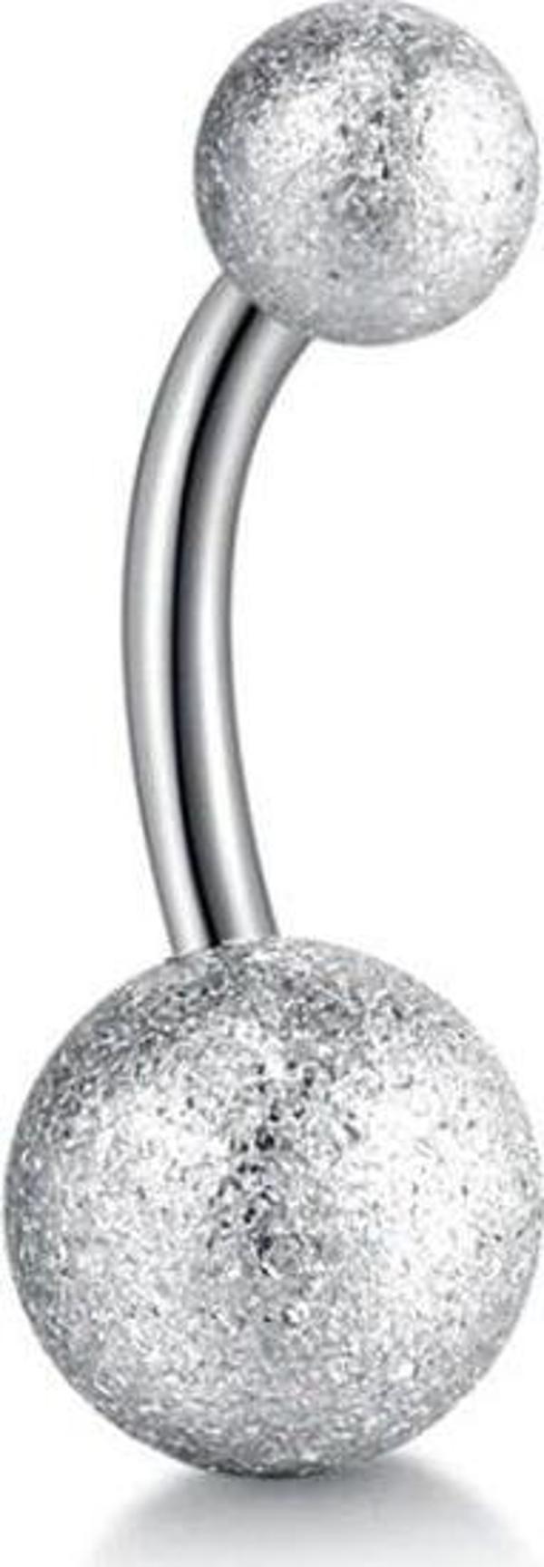 GÜMÜŞ RENK 8mm TOP UÇLU ÇELİK MUZ GÖBEK PİERCİNG P455A - Image 1