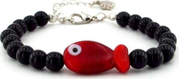 KIRMIZI BALIK SİYAH ONİKS DOĞAL TAŞ KADIN BİLEKLİK J0229 - Image 1