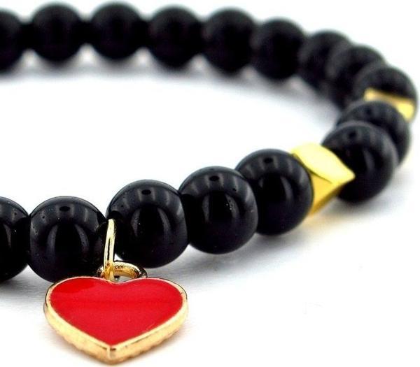 KIRMIZI KALP AŞK LOVE HEMATİT ONİKS DOĞALTAŞ KADIN BİLEKLİK J0218 - Image 1