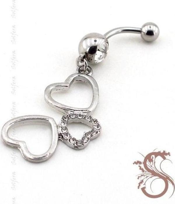 SALLANTILI KALPLER ÇELİK GÖBEK PİERCİNG P295 - Image 1