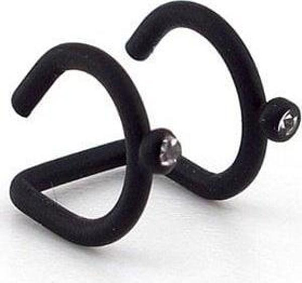 MAT SİYAH RENKLİ EARCUFF KIKIRDAK KÜPE TAŞLI SARMAL EX084 - Image 1