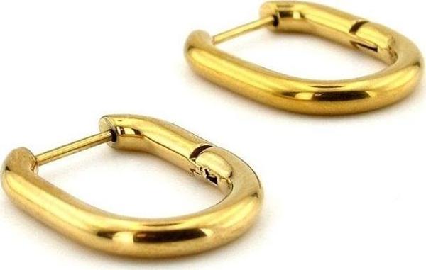 TREND OVAL HALKA ALTIN RENK SARI ÇELİK KADIN KÜPE EX109 - Image 1