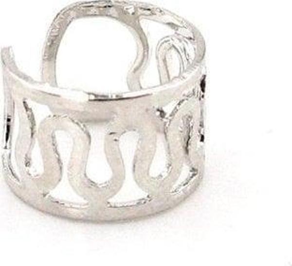 PARLAK GÜMÜŞ RENKLİ EARCUFF KIKIRDAK KÜPE SARMAL DESENLİ  EX091 - Image 1