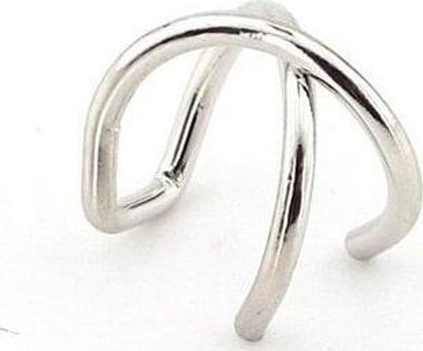 PARLAK GÜMÜŞ RENKLİ EARCUFF KULAK KELEPÇESİ ÇAPRAZ SARMAL EX089 - Image 1