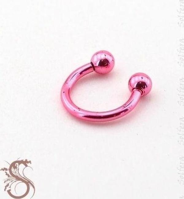 PARLAK PEMBE TOP UÇLU YARIM HALKA KAŞ PİERCİNG P386 - Image 1