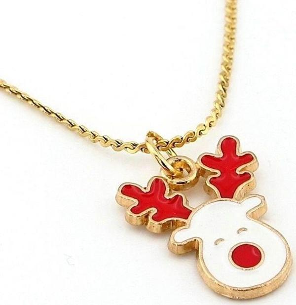 Yılbaşı Yeni Yıl Geyik Noel Çelik Zincir Kadın Kolye Q0755 - Image 1