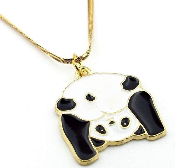 Yoga Yapan Panda İtalyan Yassı Çelik Zincir Kadın Kolye Q0763 - Image 1