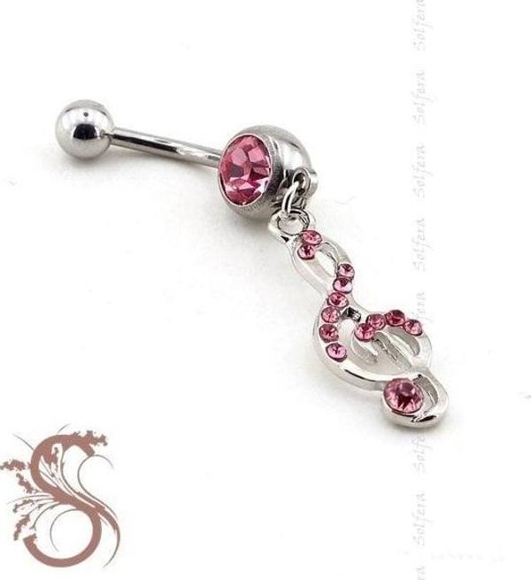 PEMBE SOL ANAHTARI ÇELİK GÖBEK PİERCİNG P288 - Image 1