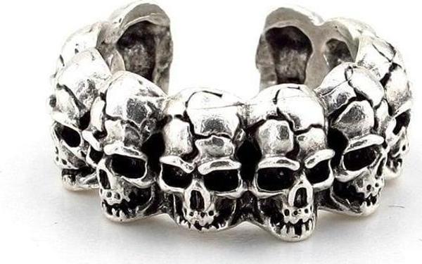 Kurukafalar İskelet Skull Gotik Tasarım Pirinç Erkek Yüzük RG022 - Image 1