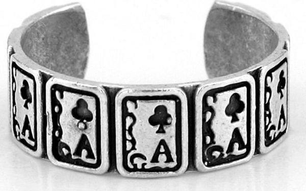 Sinek As İskambil Casino Pirinç Ayarlanabilir Erkek Yüzük RG057 - Image 1