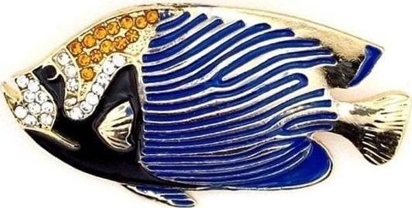 İmparator Melek Balığı Resif Angel Fish Zirkon Rozet Broş RZ091 - Image 1