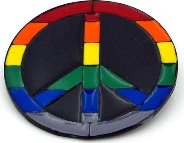 Renkli Barış Simgesi Peace Yaka Çanta Süsü Rozet Pin RZ136 - Image 1