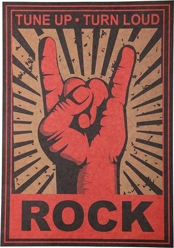 ROCK AND ROLL TUNE UP TURN LOUD RETRO POSTER AF025 - Image 1