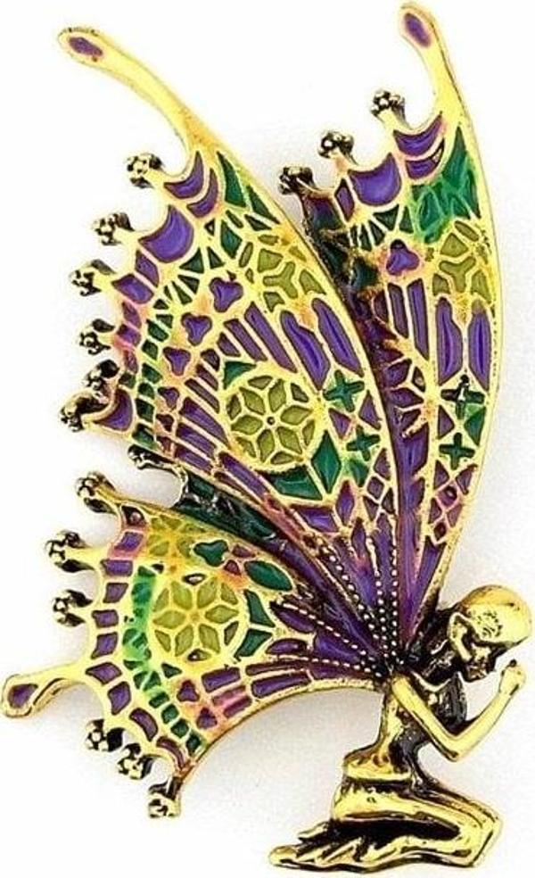 TINKER BELL PERİ KELEBEK BÜYÜK BOY METAL BROŞ ROZET PİN RZ051 - Image 1
