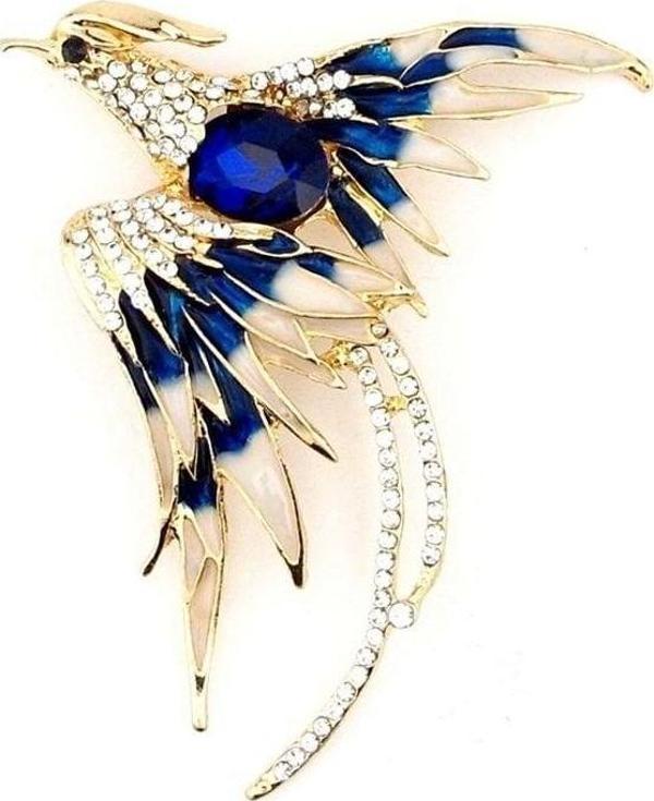 ZÜMRÜDÜ ANKA KUŞU PHOENİX ZİRKON TAŞLI METAL ROZET BROŞ RZ079 - Image 1