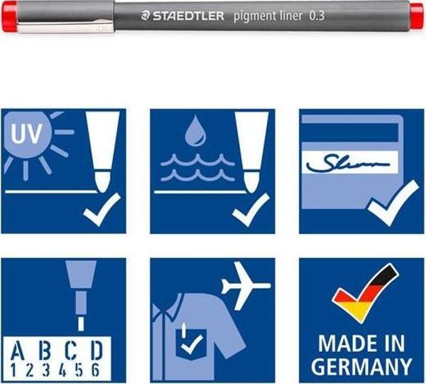 Staedtler Pigment Liner 0.3 mm Kırmızı Kalem - Image 1