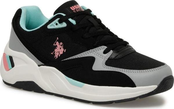 U.S. Polo Assn. HUSKY 4FX SİYAH PEMBE COMFORT CASUAL ANATOMİK SPOR AYAKKABISI - Image 1