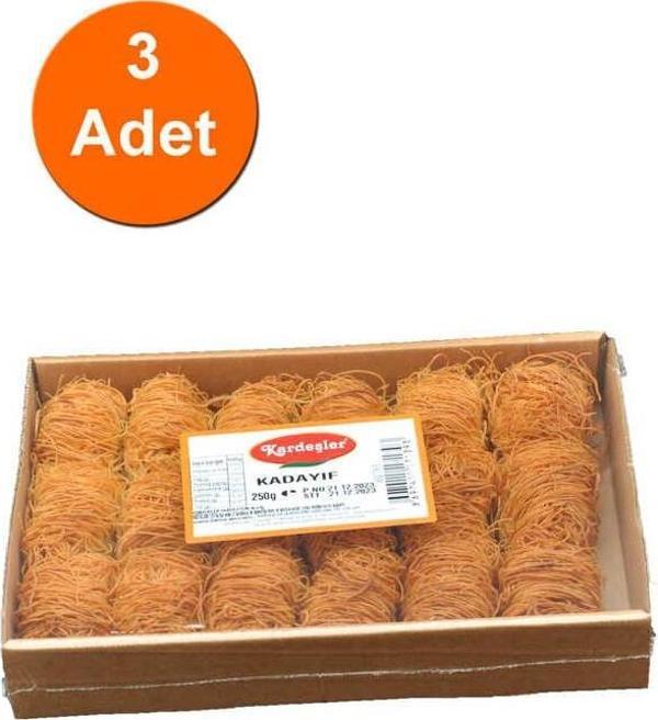 Kardeşler Şekerleme İnce Sarma Kızarmış Tel Kadayıf Kutu 250 G x 3 Adet - Image 1