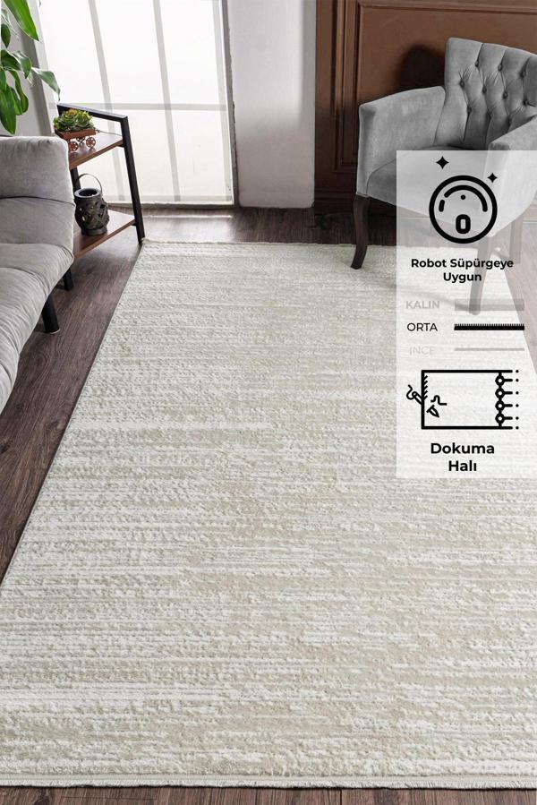 Konfor Jasmine 1452  Krem Bej Modern Dokuma Halı - Image 1