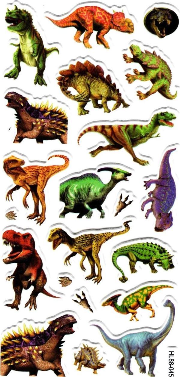 Sticker Kabartmalı Stiker Defter, Planlayıcı Etiket (HL88-045) - 17X9 cm - Vahşi Dinazor - Image 1