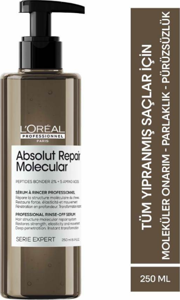 L'Oreal Professionnel Serie Expert Absolut Repair Molecular Tüm Yıpranmış Saçlar İçin Durulanan Serum 250ml - Image 1