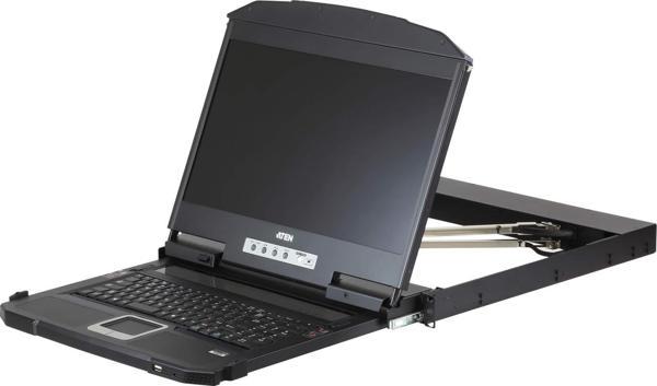 1U Ultra Kısa Derinliğe Sahip Çift Raylı Geniş Ekran LCD Konsol (USB, HDMI / DVI / VGA)&lt;br&gt;18. - Image 1