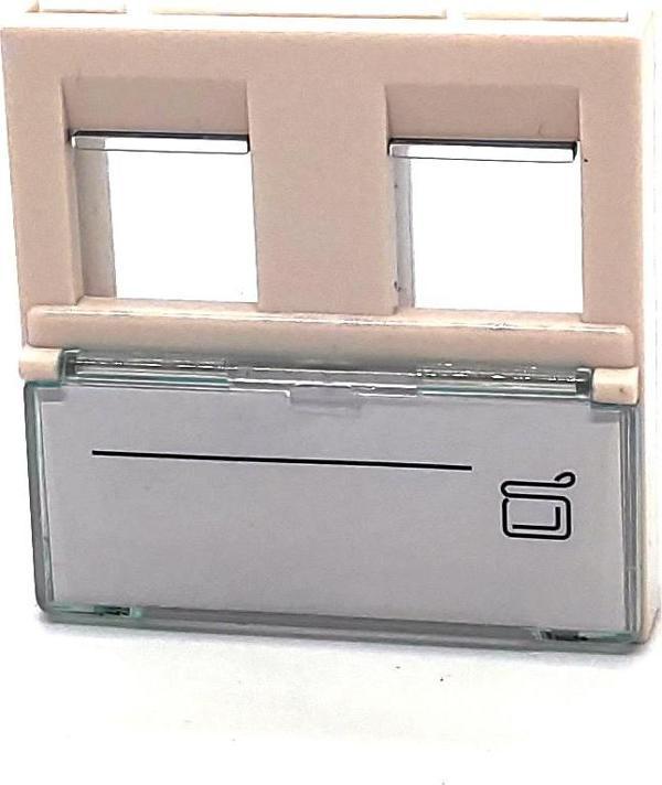 Beek Keystone Jack (RJ11&amp;RJ45) Takmak İçin Fransız Tipi 2’li Priz (45/45 mm), Şeffaf Etiket Alan - Image 1